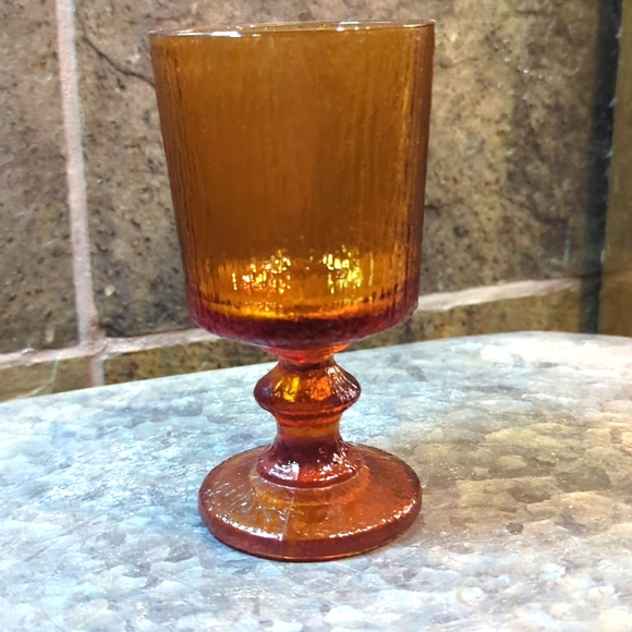 Vintage Ravenhead Siesta Amber Footed Wine Water Glasses - Picture 3 of 5
